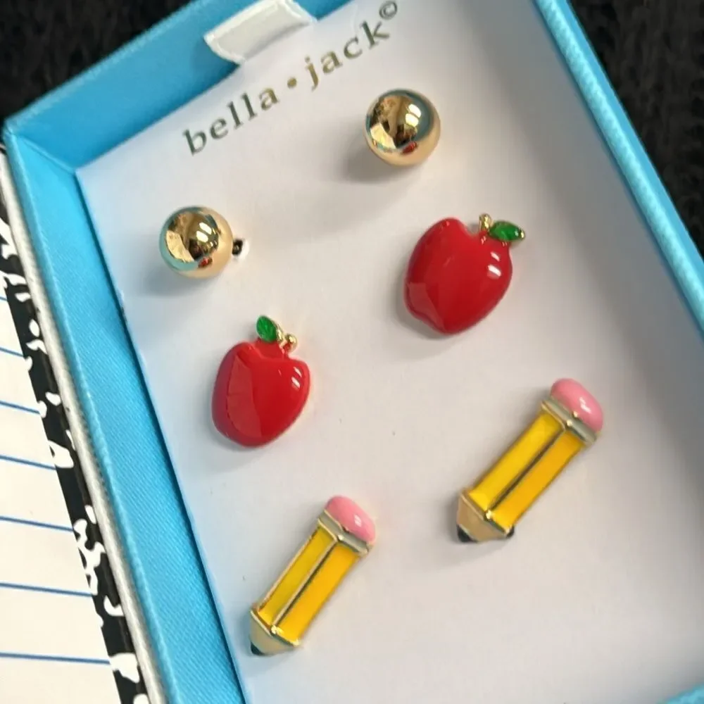 Bella.Jack marble notebook earring trio